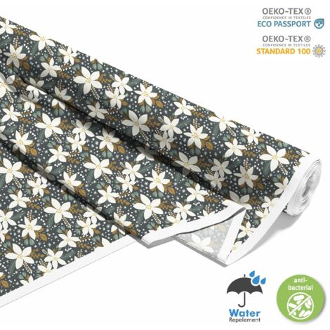 TISSUS DÉCORATIFS D'EXTÉRIEUR OXFORD - motif fleurs d'hiver I DX110