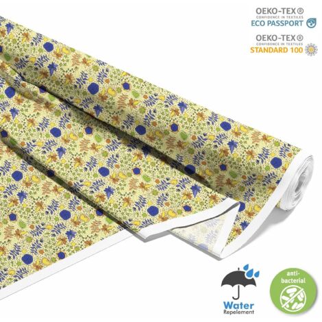 TISSUS DÉCORATIFS D'EXTÉRIEUR OXFORD - Motif fleurs et feuilles dessinées I DX470