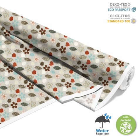 TISSUS DÉCORATIFS D'EXTÉRIEUR OXFORD - Motif fleurs, feuilles à pois