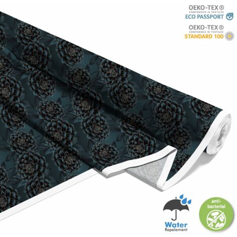 TISSUS DÉCORATIFS D'EXTÉRIEUR OXFORD - motif fleurs foncées
