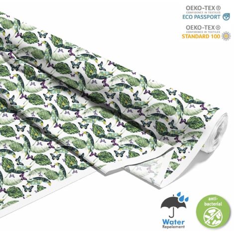 TISSUS DÉCORATIFS D'EXTÉRIEUR OXFORD - Motif Papillons dans des Feuilles I DX185