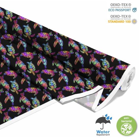 TISSUS DÉCORATIFS D'EXTÉRIEUR OXFORD - Motif tortues colorées I DX321