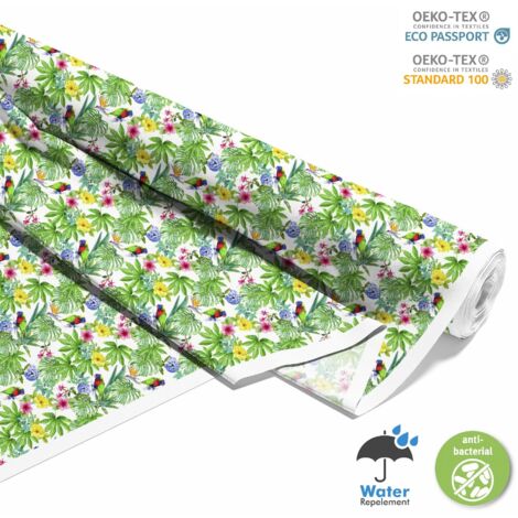 TISSUS DÉCORATIFS EXTÉRIEURS OXFORD - Motif perroquet entre les feuilles