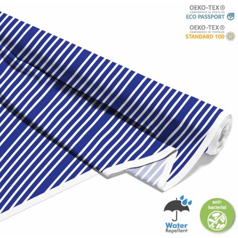 TISSUS DÉCORATIFS EXTÉRIEURS OXFORD - Motif rayures blanches et bleues