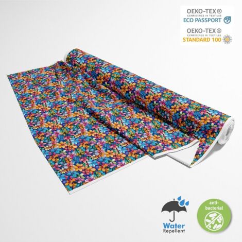 Tissus d'extérieur Oxford - Motif fleurs colorées DX18038