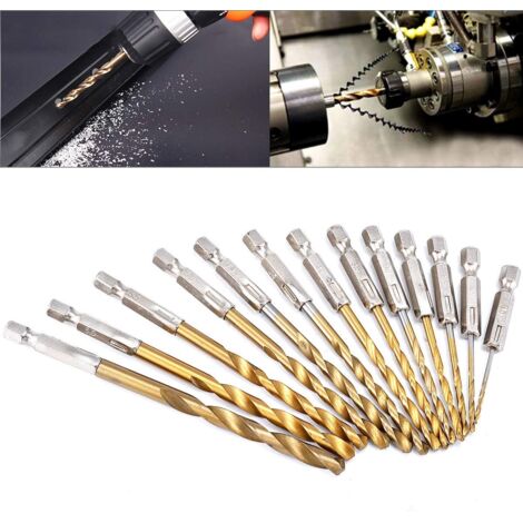 Titane de forets, haute vitesse en acier 1/4 ¡± à changement rapide Tige hexagonale -13piece