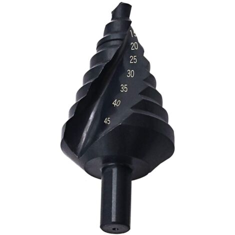 Titanium Coated 10-45mm Step Drill Bit Step Drilling Boring Drilling on Steel,10-45mm Black Titanium Coated Step Drill Bit