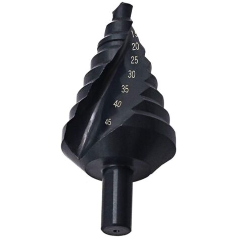 Titanium Coated 10-45mm Step Drill Bit Step Drilling Boring Drilling on Steel,10-45mm Black Titanium Coated Step Drill Bit