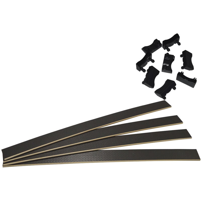 Titanium - Lot de 4 Lattes 68cm + 8 Embouts Noirs