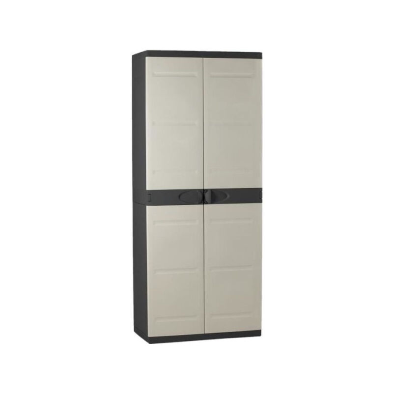 Armoire haute avec étageres Plastiken Titanium - 70 x 44 x 176 cm - Beige et Noir