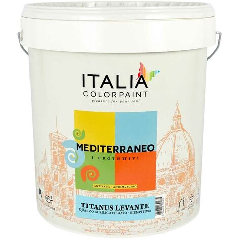 Titanus levante quarzo acrilico fibrato riempitivo mediterraneo antialga tinta bianco - contenuto litri 14 - confezione 1