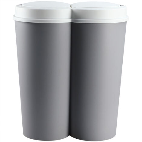 DEUBA Duo Bin Mülleimer 50L Abfalleimer Papierkorb Mülltrenner Papierkorb 2x25L grau - grey - gris