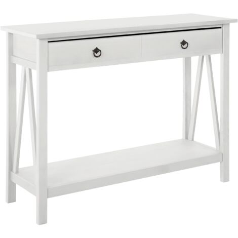 Titian-Table console avec 1 tiroir en blanc sapin