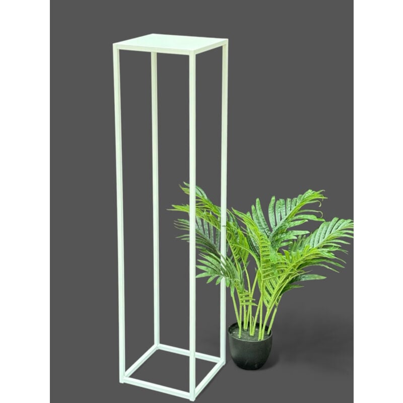 Tabouret pour fleurs Métal Blanc Angulaire 100 cm Support pour fleurs Table d'appoint 96569 Colonne pour fleurs Support pour plantes Tabouret pour