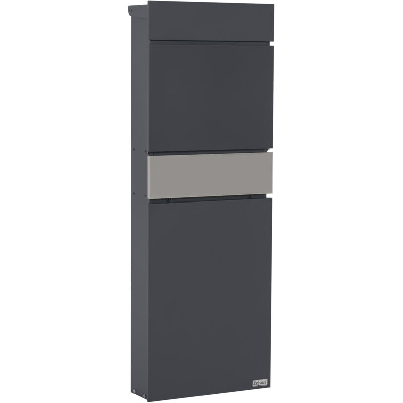 Zelsius - buzón con compartimento para periódicos de acero inoxidable, buzón de pie antracita (RAL7016), buzón de correos