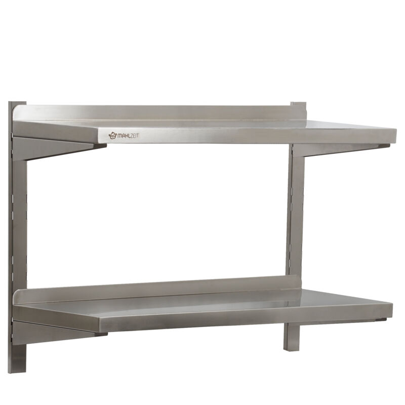 Mahlzeit - tagère murale en acier inoxydable, 80 x 35 cm, 2 étagères, étagère de cuisine étagère suspendue étagère murale