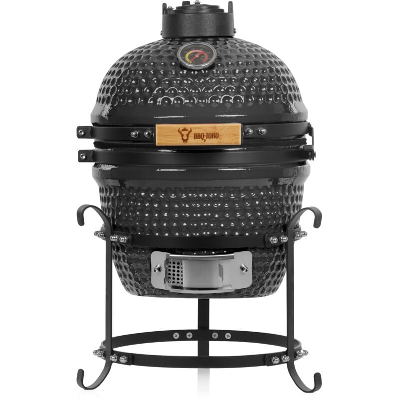 Bbq-toro - Kamado Grill charbon de bois ø 32 cm « haiiro » avec grille et thermomètre, gris