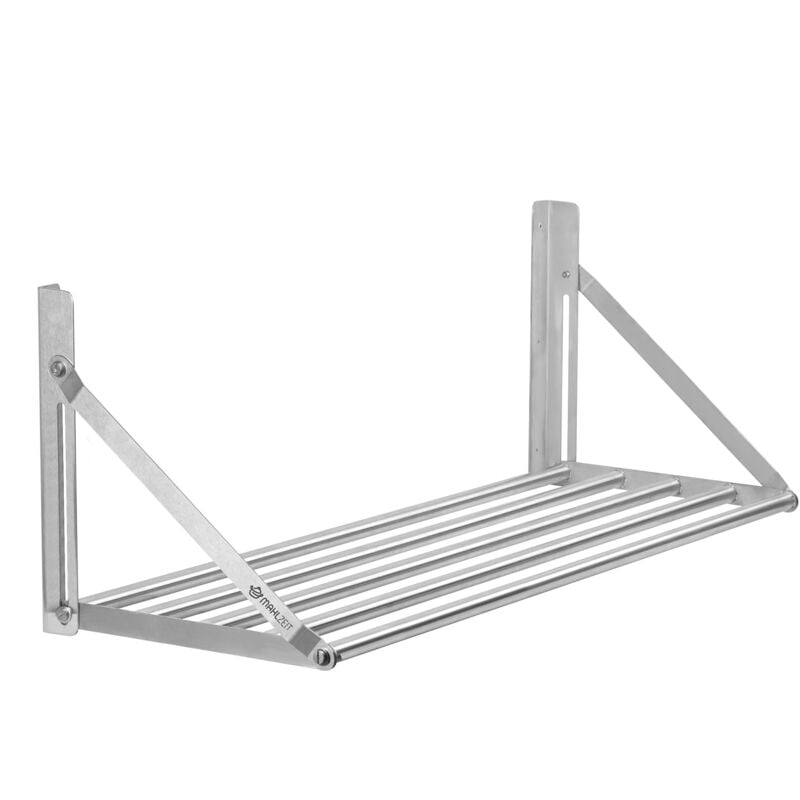 Tagère murale en acier inoxydable, 100 x 30 cm, argenté, étagère flottante pliable au design en forme de barres - Mahlzeit