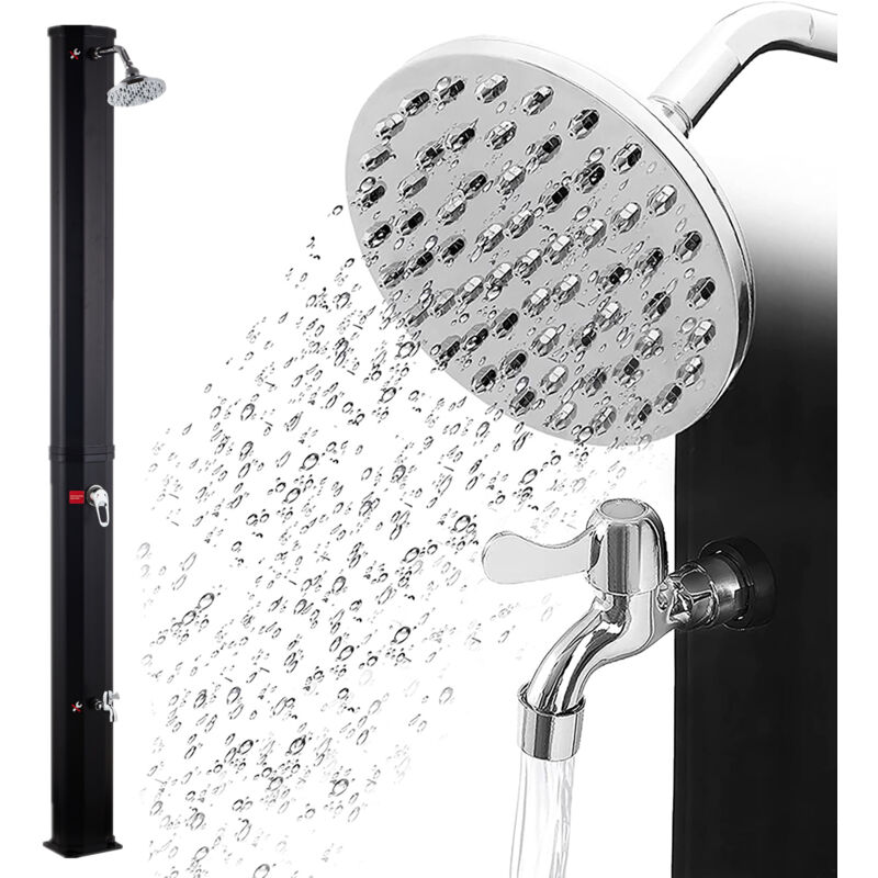 Douche solaire Zelsius Mackay 35 litres, noir Avec robinet et douche de pied jusqu'à 60 °c max.