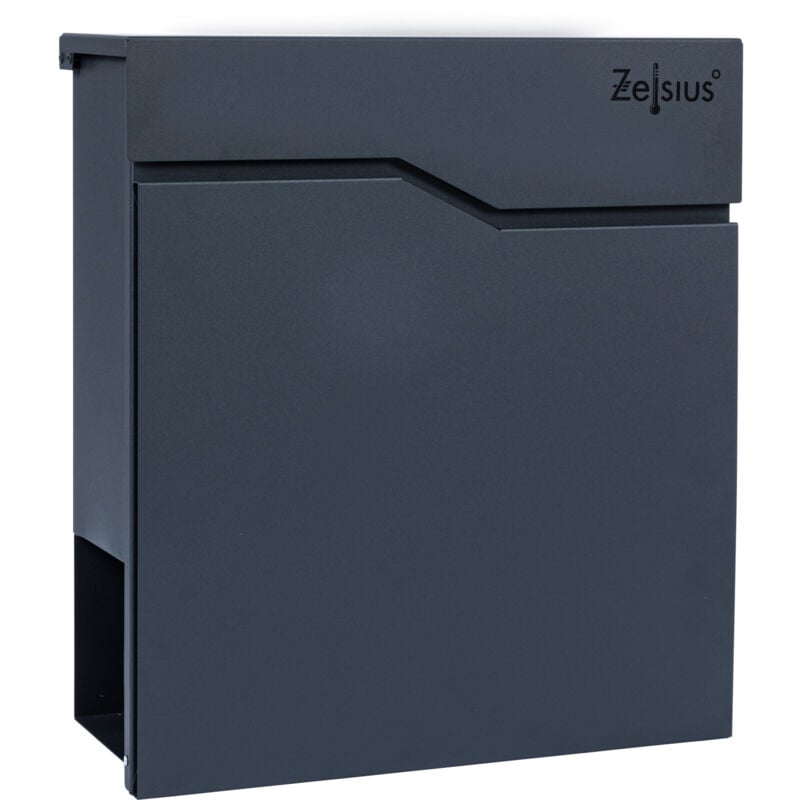 Boîte aux lettres Zelsius Wave avec compartiment pour les journaux, effet Soft-Close intégré, RAL7016 anthracite