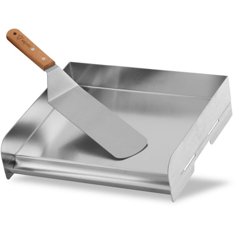 Bbq-toro - plaque de cuisson en acier inoxydable, 32 x 28 cm, bbq plancha, plaque de cuisson, poêle à griller, plat à griller