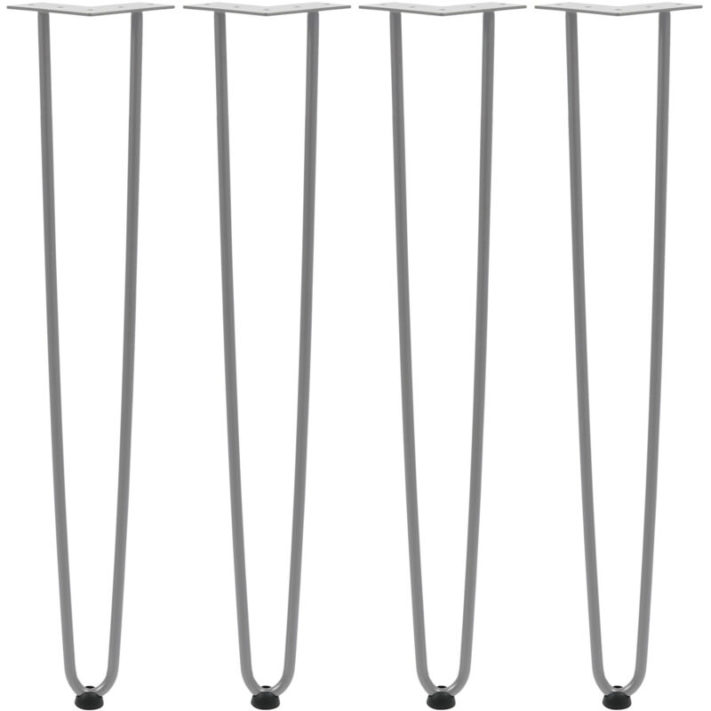 Set de 4 pieds de table en acier, (h) 71 cm, gris, 2 entretoises - Zelsius