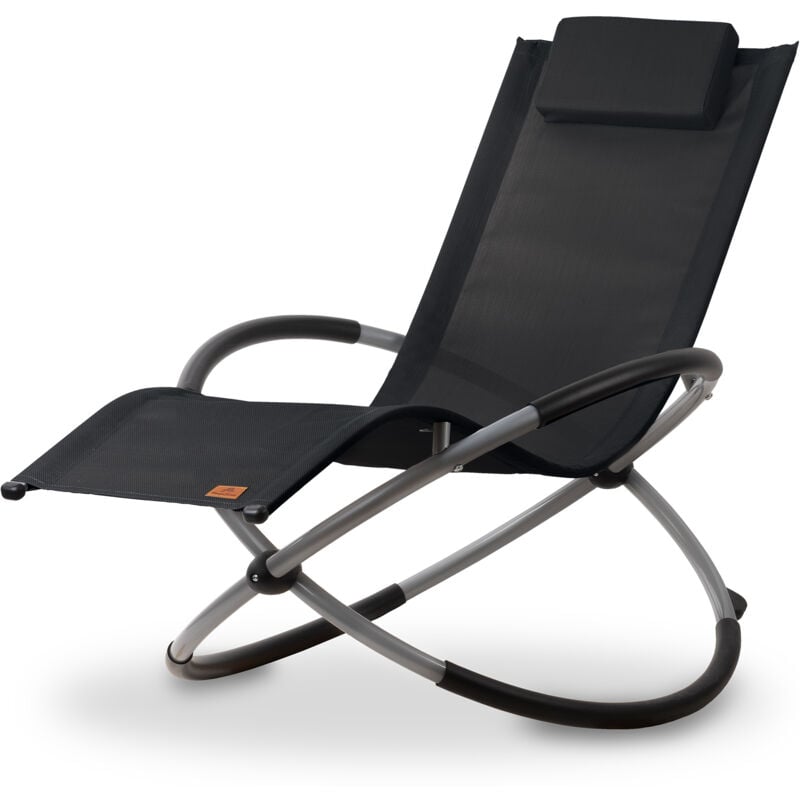 CampFeuer Chaise longue relax, noir, Chaise longue de jardin pliable Chaise longue à bascule Chaise longue à bascule