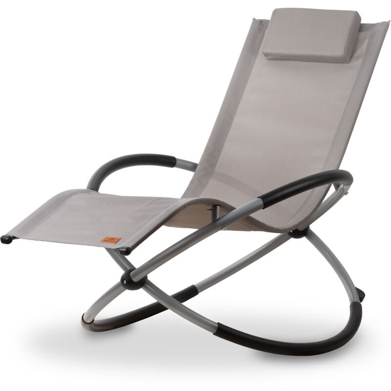 Chaise longue de relaxation, Gris, Chaise longue de jardin pliable Chaise de jardin à bascule Chaise longue à bascule - Campfeuer