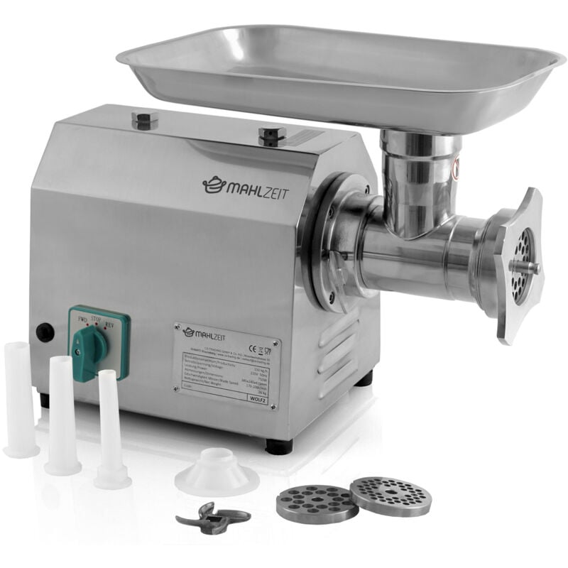 Mahlzeit - Profi Hachoir à viande électrique en acier inoxydable 750W - 150kg/h Remplisseur de saucisses.