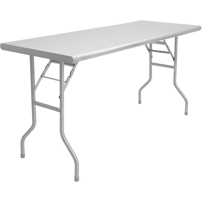 Table pliante en acier inoxydable Zelsius pour le jardin, 152 x 61 x 78 cm, table de camping, table de jardin