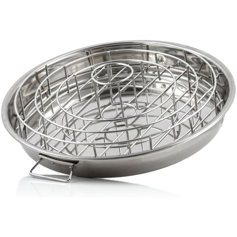 Bbq-toro - Support en acier inoxydable 3 en 1 pour côtes et cuisses de poulet avec bac de récupération.