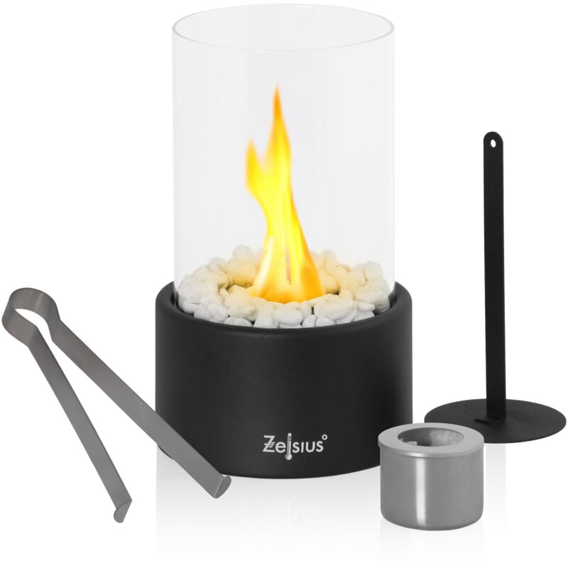Zelsius - Foyer de table pour l'intérieur et l'extérieur Noir ø 16,5 x 27 cm Ethanol