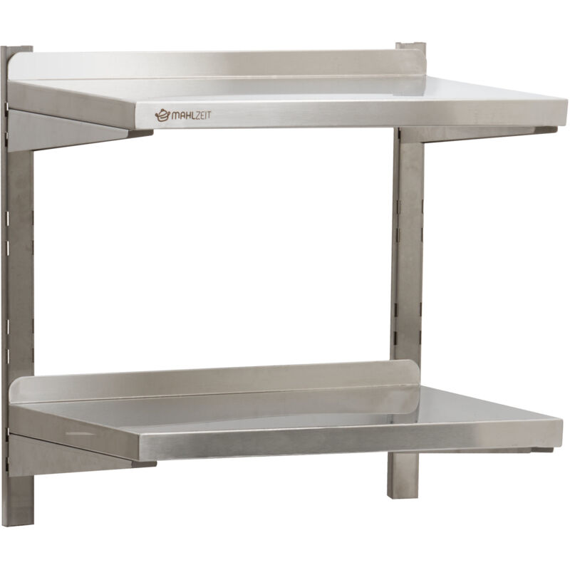 Mahlzeit étagère murale en acier inoxydable, 60 x 35 cm, 2 étagères, étagère de cuisine étagère suspendue étagère murale