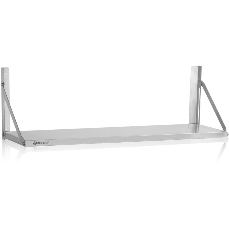 Mahlzeit - tagère murale en acier inoxydable, 100 x 30 cm, argenté, étagère flottante pliable, étagère de cuisine, tablette murale