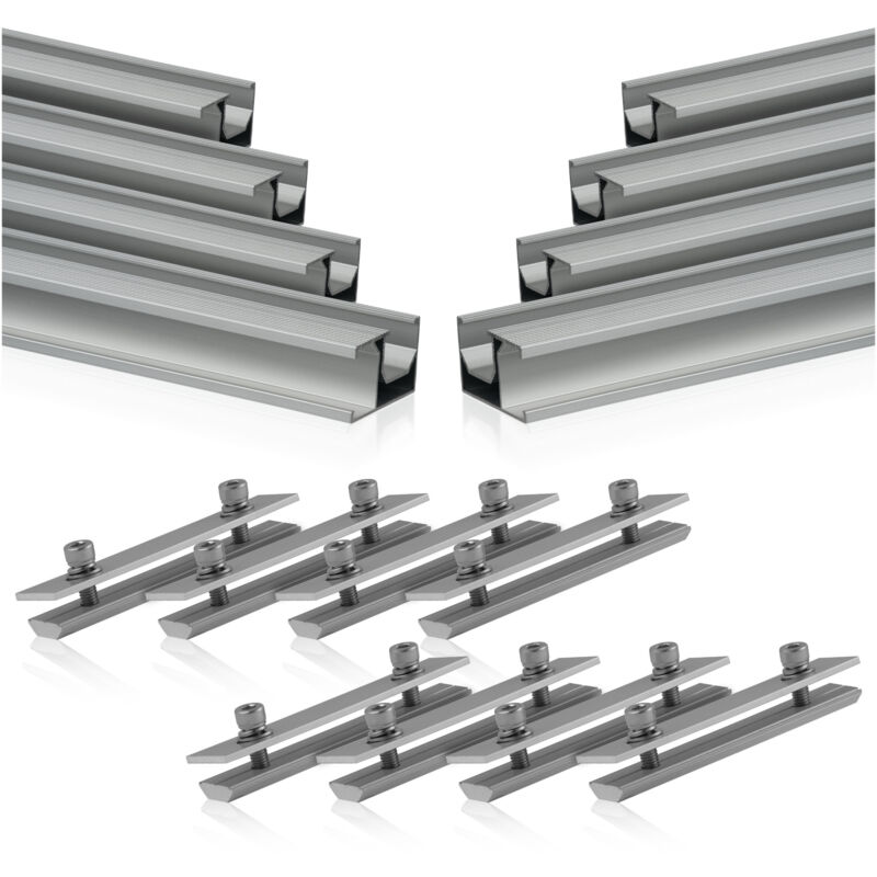 Set de rails de montage Zelsius universel en aluminium pour installations solaires, 16 pièces, profilé en aluminium, module inclus