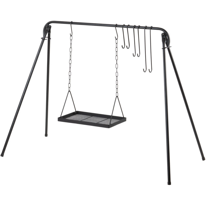 Bbq-toro - Barbecue balançoire, 10 pièces, support de barbecue avec 8 crochets, balançoire à feu, barbecue pivotant, support de cuisson