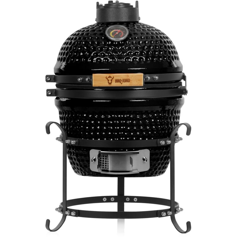 Bbq-toro - Kamado Grill charbon de bois ø 32 cm « haiiro » avec grille et thermomètre, noir