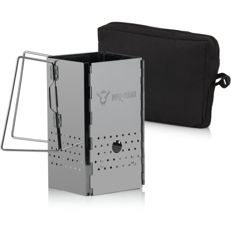 Bbq-toro - cheminée d'allumage pliable en acier inoxydable avec poignées 16 x 16 x 29 cm, pliable