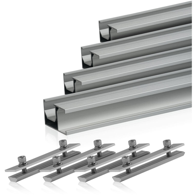 Set de rails de montage Zelsius universel en aluminium pour installations solaires, 8 pièces, profilé en aluminium, module inclus