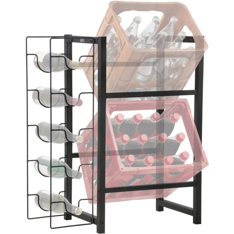 Zelsius - Support pour caisses de boissons Casier à vin pour 5 bouteilles de vin et 2 caisses, support pour caisses de boissons