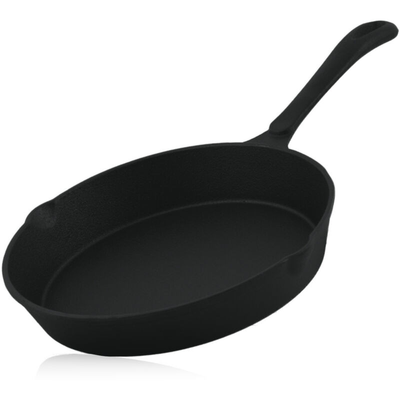 Poêle en fonte ø 20 cm pré-cullottée Poêle en fonte avec deux becs verseurs, poêle à manche - Bbq-toro