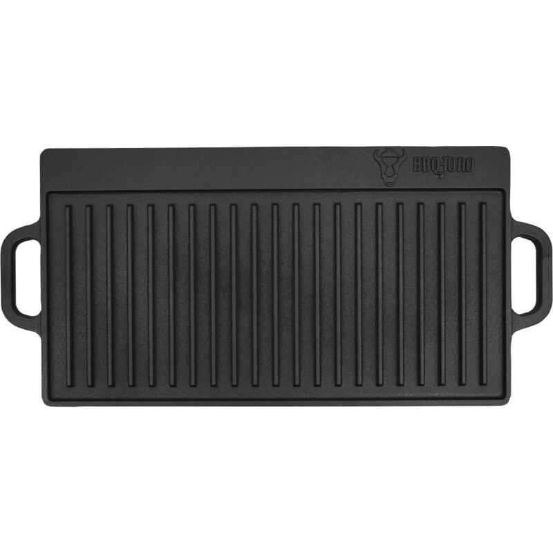 BBQ-Toro plaque de cuisson réversible avec poignées en fonte, 50 x 23 x 1,5 cm, déjà cuite au four