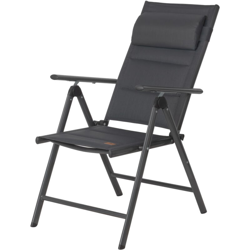 Chaise de camping, anthracite, réglable en 7 positions, chaise de jardin Outdoor à haut dossier - Campfeuer