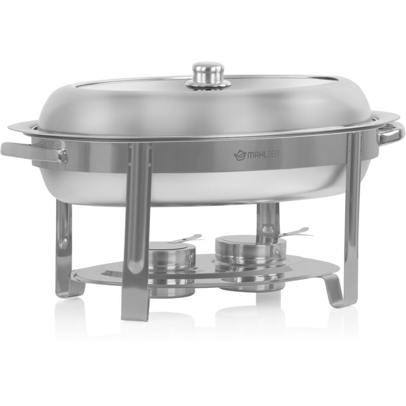 Inox Chafing Dish ovale 5 litres avec fenêtre, chauffe-plats pour buffet catering - Mahlzeit