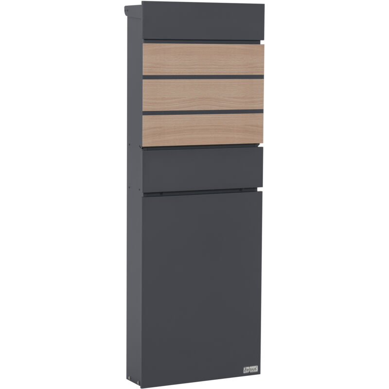 Zelsius - Boîte aux lettres avec compartiment pour les journaux, boîte aux lettres sur pied en anthracite (RAL7016), boîte postale