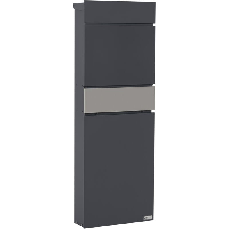 Zelsius - Boîte aux lettres avec compartiment pour les journaux en acier inoxydable, boîte aux lettres sur pied anthracite (RAL7016), boîte postale