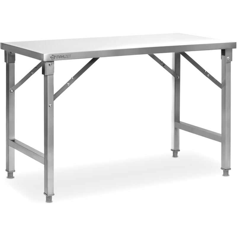 Table de Mahlzeit en inox, 120 x 60 x 80 cm, table de travail, table de cuisine, table de préparation en inox
