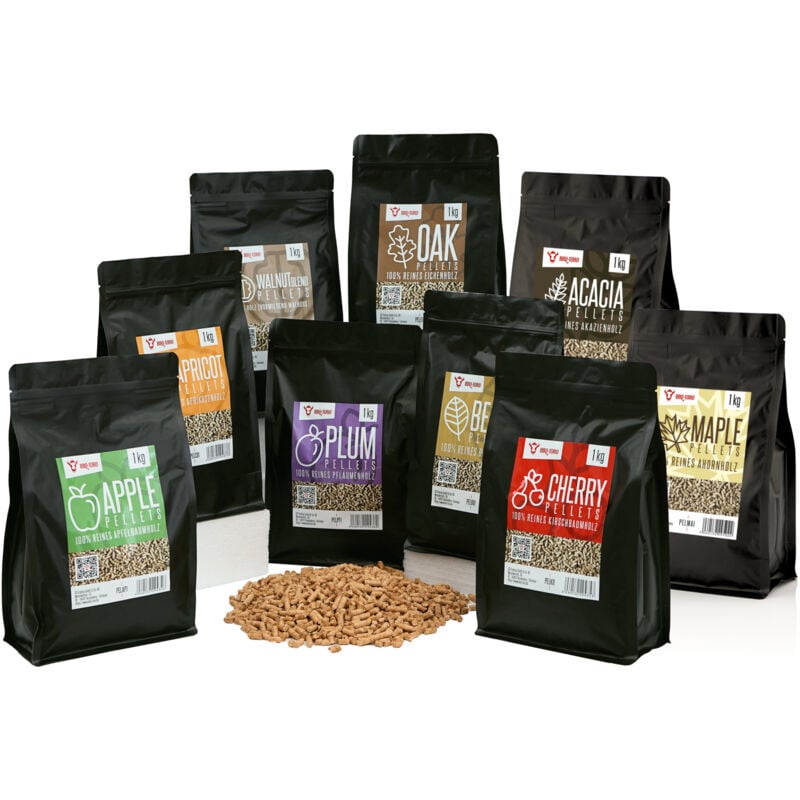 Set de pellets BBQ-Toro 100% bois Choix de 9 sortes de 1 kg chacune