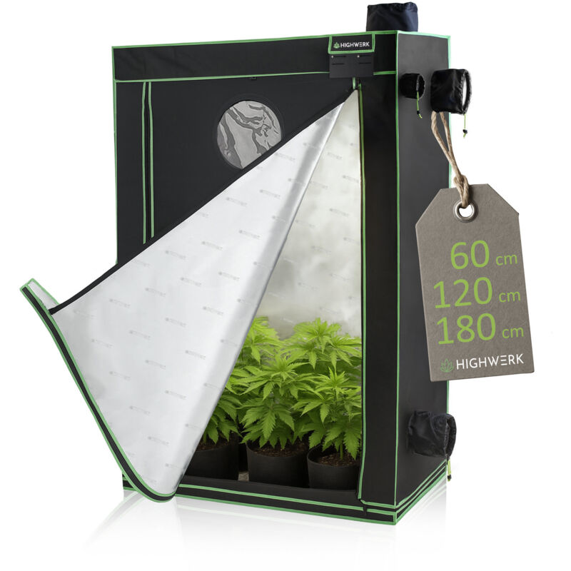 Highwerk - Tente de culture 60 x 120 x 180 cm Tente de culture intérieure plantes noir vert