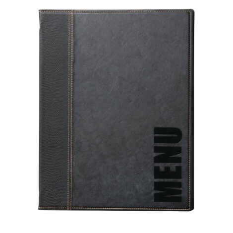 Titulaire Menu Contemporain - A4 couleur: Noir. 1 Insérez 4 pages.